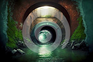 discharge of sewage from the city flows through the underground sewer