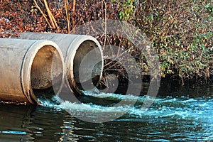 Discharge of sewage into a river