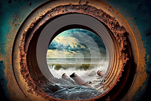 discharge of sewage into the sea through huge rusty pipes is dangerous