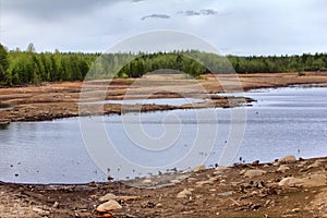 Discharge of water from hydropower, river bottom was exposed