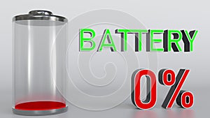 Discharged battery indicator, 3D rendering