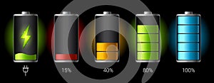 Discharged and fully charged battery smartphone - vector infographic