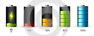 Discharged and fully charged battery smartphone - vector infographic
