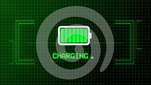 Discharged to fully charged battery. Battery indicator shows fills up to 100.