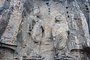 The disciples of Buddha carved stone in Longmen Grottoes