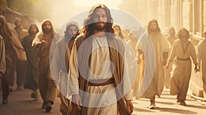 The disciples walk with Jesus