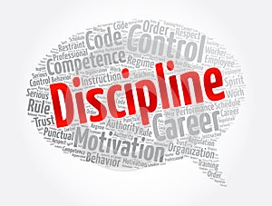 Discipline message bubble word cloud collage, concept background