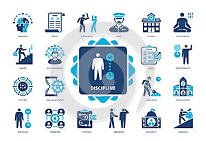 Discipline solid icon set