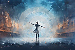 Disciplined Ballerina man theater stage. Generate Ai