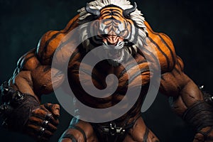 Disciplined Bodybuilding tiger. Generate Ai