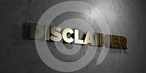 Disclaimer - Gold text on black background - 3D rendered royalty free stock picture