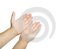 Disclosed children`s hands pointing
