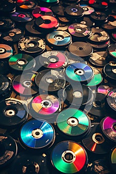 Discman and CDs 90s retro background photo