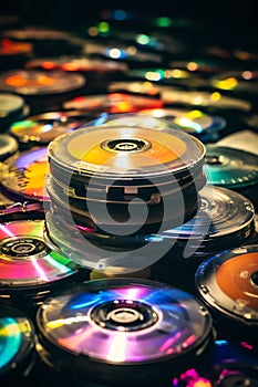 Discman and CDs 90s retro background photo