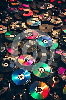 Discman and CDs 90s retro background