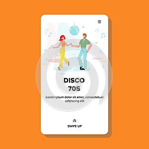 Disco 70s Dancing Couple Club Dance Floor Vector