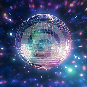 Disco bal. Party lights. Dj. Night Club. Mirror glitter disco ball