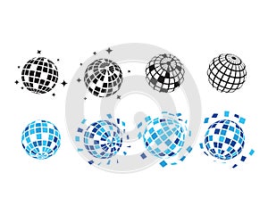 Disco ball collection set graphic design template vector