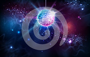 Disco ball. Disco ball on open space background