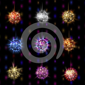 Disco ball discotheque music party night club dance equipment vector illustration.