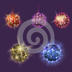 Disco ball discotheque music party night club dance equipment vector illustration.