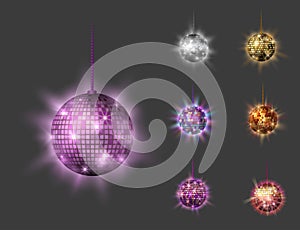 Disco ball discotheque music party night club dance equipment vector illustration.