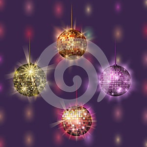 Disco ball discotheque music party night club dance equipment vector illustration.