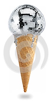 Disco ball ice cream isolated on white background