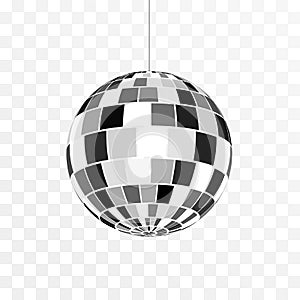 Disco ball icon. Symbol nightlife. Retro disco party. Vector illustration isolated on transparent background