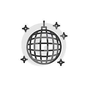 Disco ball line icon, outline vector sign, linear style pictogram isolated on white