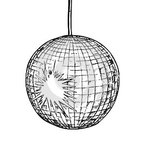 Disco Ball Night Club Equipment Monochrome Vector