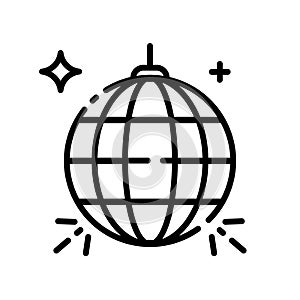 Disco Ball Party Celebration Line Icon Vector Illustration