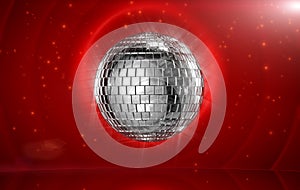 Disco ball in red stage