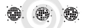 Disco ball shining stars icons