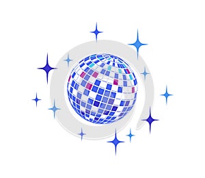 Disco ball Vector icon Disco ball Vector icon Disco ball Vector icon. Party. Dj. Night Club. Mirror glitter disco ball. Retro