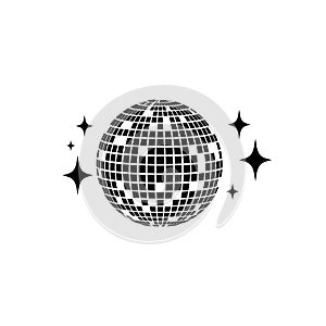 Disco ball Vector icon. Isolated club ball for party. Disco decoration element