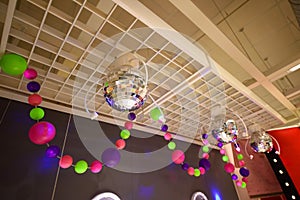 disco balls and colorful party light bulbs