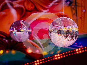 Disco balls in disco club party night