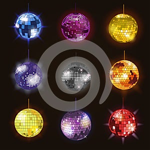 Disco balls discotheque dance music party equipment vector illustration of party night club dance