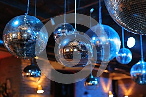 Disco balls in night club