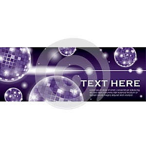 disco banner with text. Vector illustration decorative design