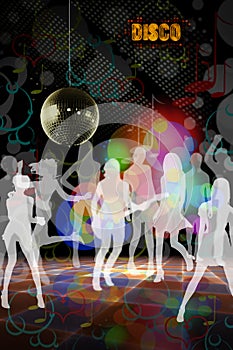 Disco club music dance people
