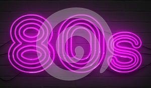 Disco dance 80s neon sign lights logo text glowing color purple