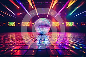 disco dance glowing floor with shining ball