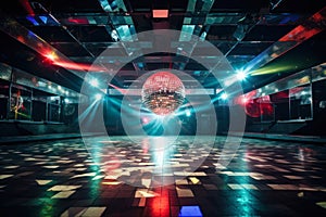 disco dance glowing floor with shining ball