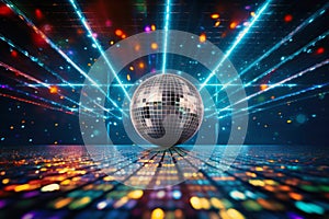 disco dance glowing floor with shining ball