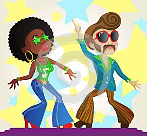 Disco dancers, illustration