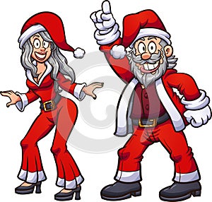 Disco dancing Santa and Mrs. Santa