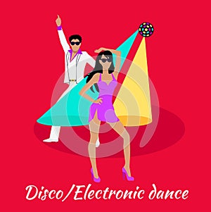 Disco and Electronic Dance Concept Flat Design