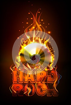 Disco fire background. Burning Disck or record